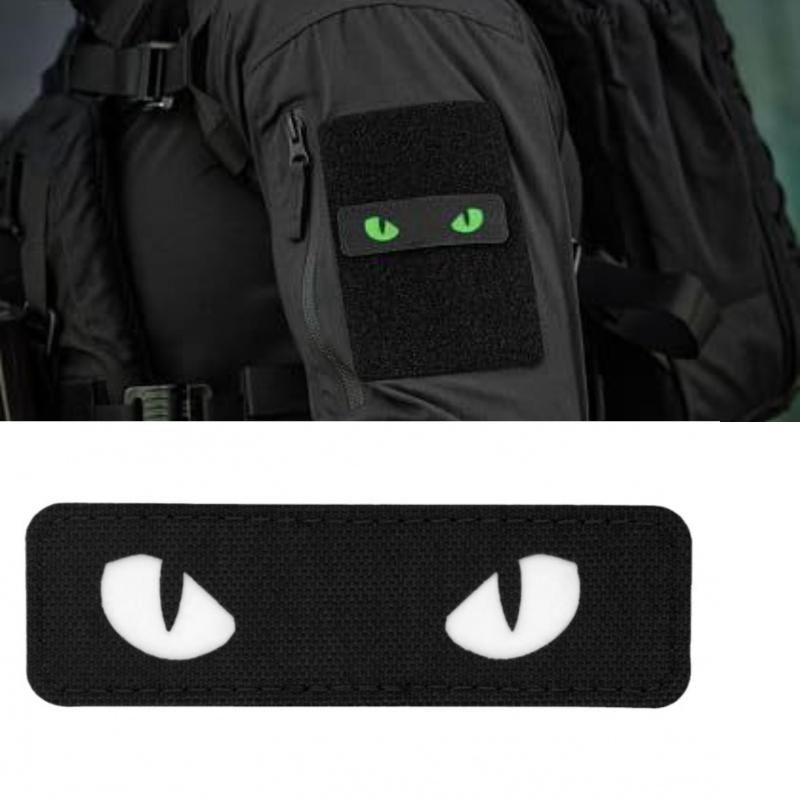 Urban Backpack Tactical - แผ่นปักลายสัญลักษณ์ทางทหาร แผ่นปักลายตาแมว ป้ายแท็กยุทธวิธีสำหรับนักขี่มอเตอร์ไซค์ ป้ายติดแบบตะขอและห่วงสำหรับกระเป๋าเป้